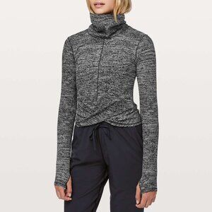 Lululemon Melodic Movement twist front black and white long sleeve turtleneck- 6